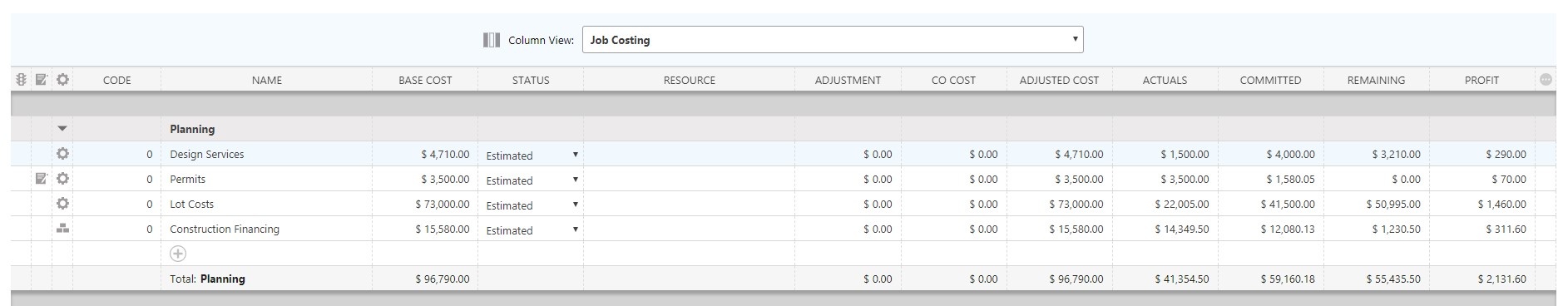 COL Job Costing