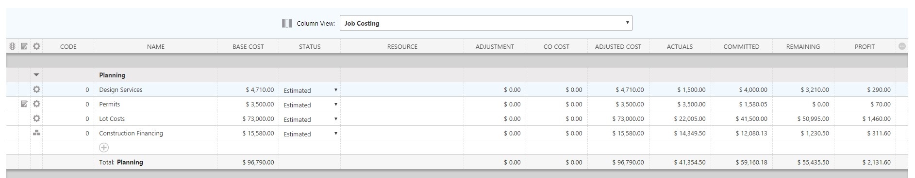 COL Job Costing