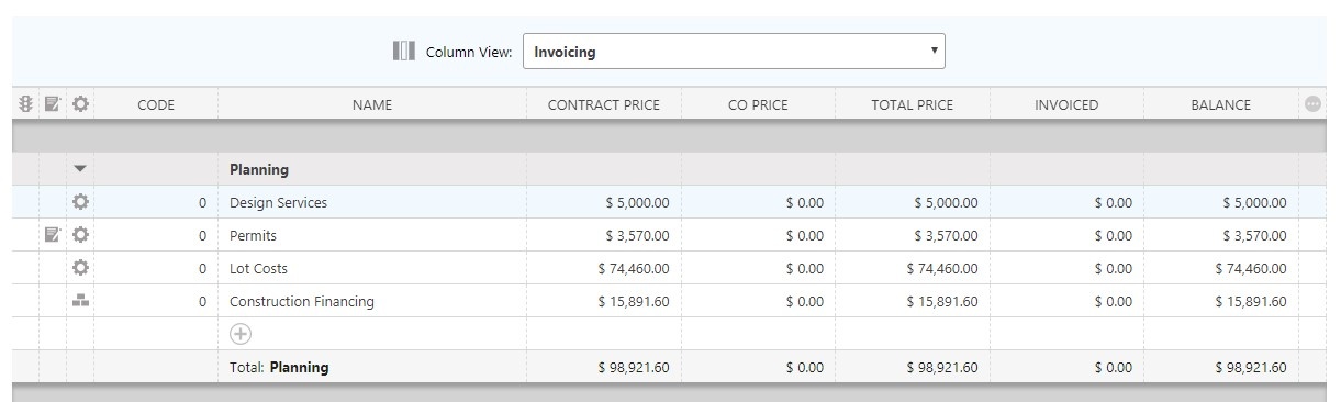 Invoicing view